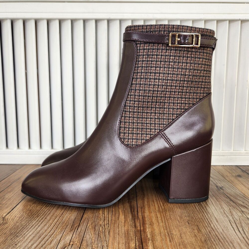 Franco Sarto Tribute Bootie Womens Sz 8.5W Wide Brown Leather Heeled Ankle Boots - Picture 4 of 13